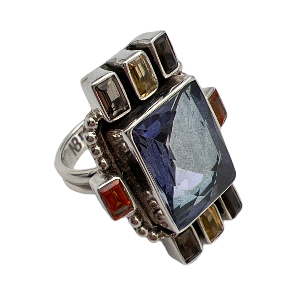 🦋NICKY BUTER RAJ LIMITED EDITION Blue Quartz Citrine Gemstone Ring Size 6 NEW - Picture 5 of 13